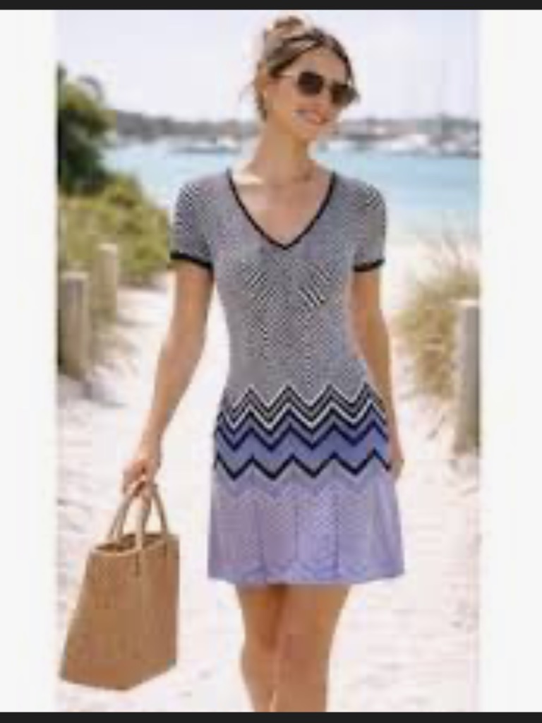 Antonio Melani Chevron Design Knitted Viscose Dress Size M